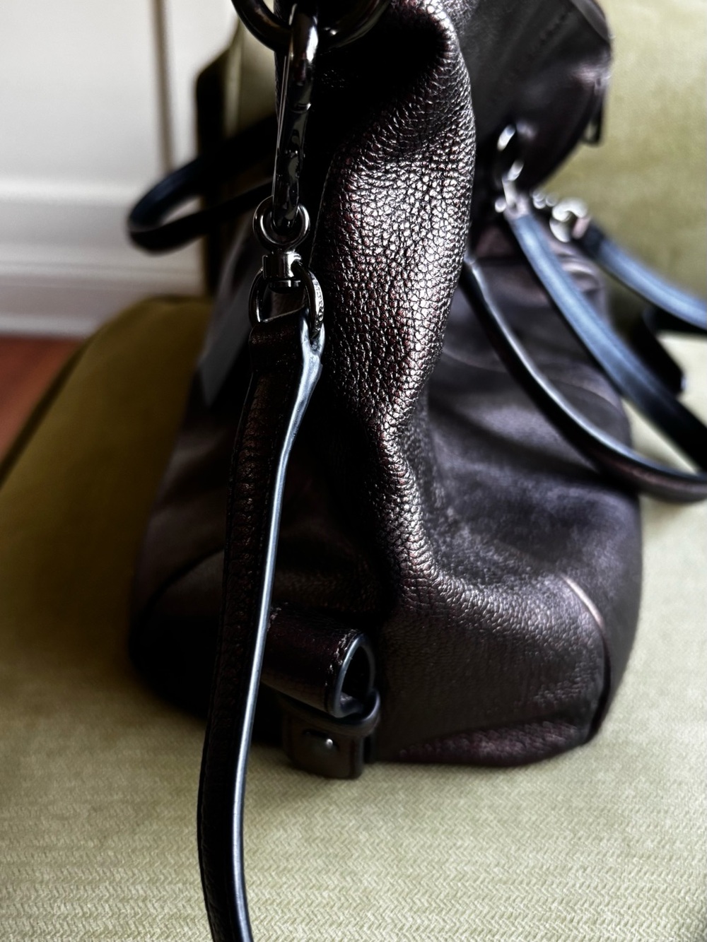Coach Metallic Brown Pebbled Leather Satchel - Picture 8 of 12